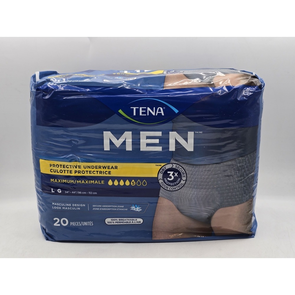 Tena Protective Incontinence Underwear for Men - Max Absorbency Size L - 20 Pack